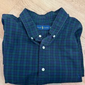 Ralph Lauren Men’s 3XB Button-Up Shirt – Green/Blue/Black Check – 100% Cotton
